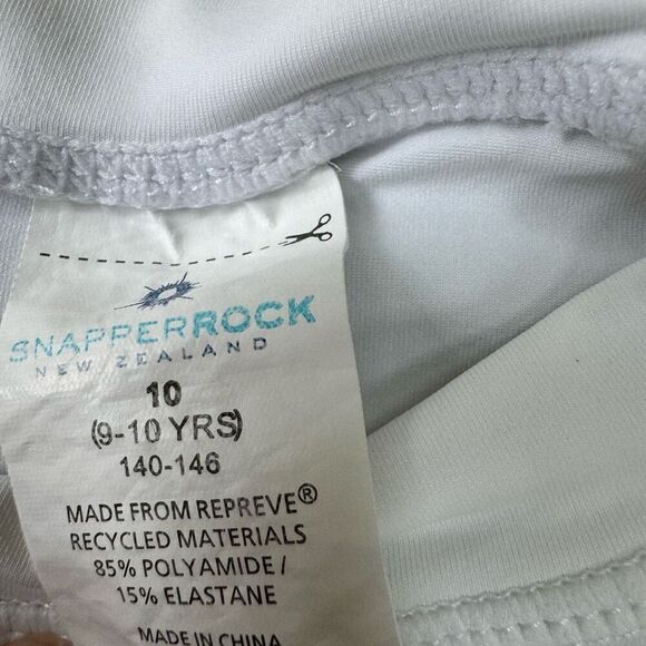 SNAPPER ROCK White Yellow Sleeve Sustainable LS Rash Top size 10 - Picture 6 of 6